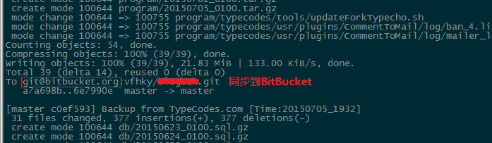 同步到BitBucket仓库时