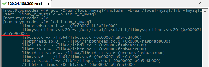ldd命令查看可执行文件所依赖的动态库